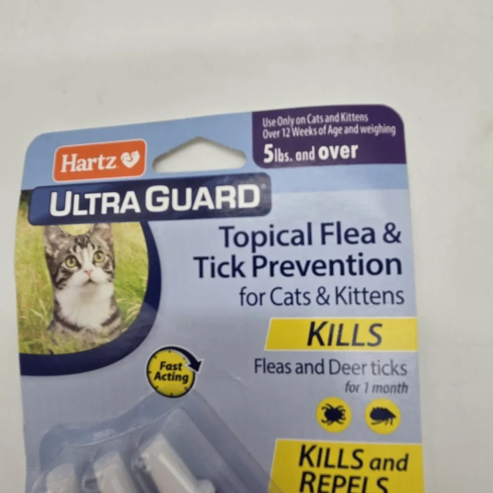 NEW Hartz UltraGuard Flea & Tick Drops for Cats & Kittens, 5 lbs & over, 3 Ct